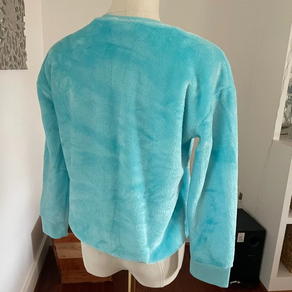 The Children's Place Faux Fur Sequin Star Casual Sweatshirt Blue Size 10/12